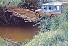 1974 Ethiopia. Crossing a log bridge